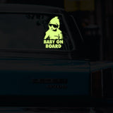 Glow In Dark Baby On Board Funny Car Vinyl Sticker - Night Glowing Child Kid Inside Safety Window Decal - Decords