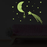 Glowing Moon with Stars Sky Sticker - Glow in the Dark Falling Star Decor Decals - Decords