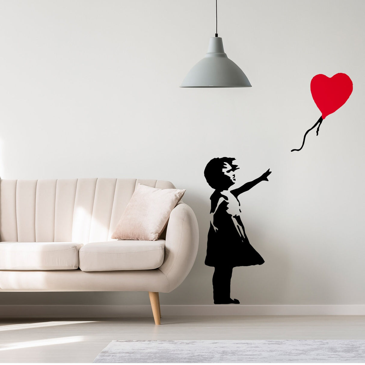 Banksy tüdruku südamega õhupalli seinakleebis – vinüülballooni kuumaõhukleebis