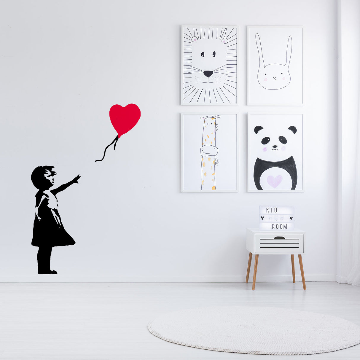 Banksy Girl With Heart Balloon Wall Sticker - Vinyl Baloon Hot Air Decal
