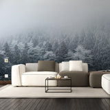 Foggy Forest Wallpaper Sticker Mural - Mountain Tree Fog Removable Wall Paper Art Decal