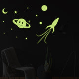 Glowing Planet  Rocket, Stars, Moon Ceiling Sticker - Glow in the Dark Wall Decal - Decords