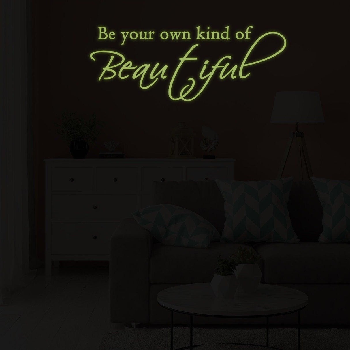 Glow In Dark Beautiful Quote Wall Sticker - Night Glowing Be You Own Kind Of Tiful Beyoutiful Decal - Decords