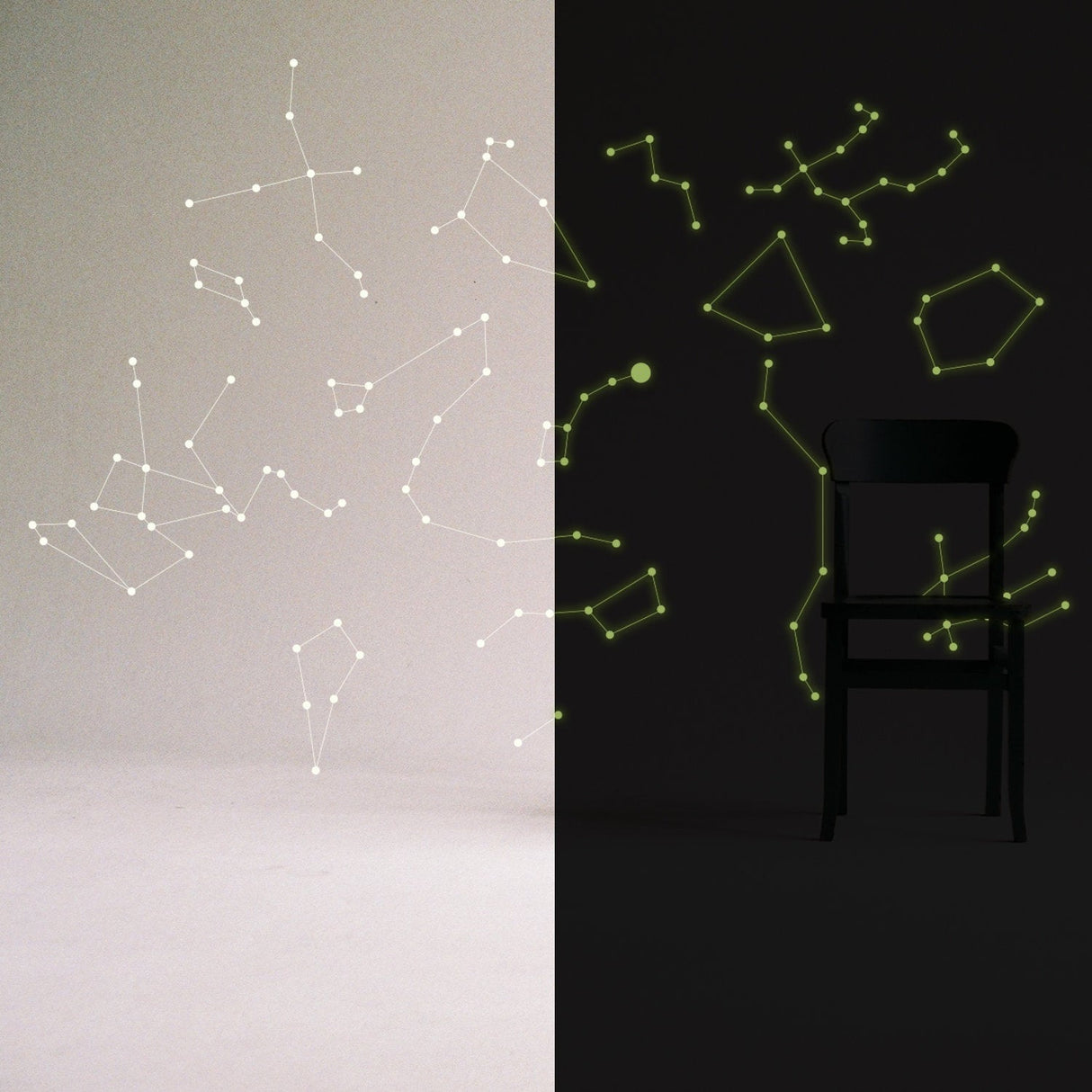 Glowing Vinyl Ceiling Decal Star Map with Lines - Glow in the Dark Constellations Sticker