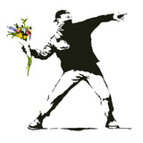 Banksy Flower Throw Wall Vinyl Sticker - Thrower Art Gift Decal