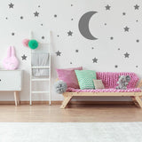 115x Star Wall Stickers - Baby Shower Moon Set Decorative Vinyl Decal