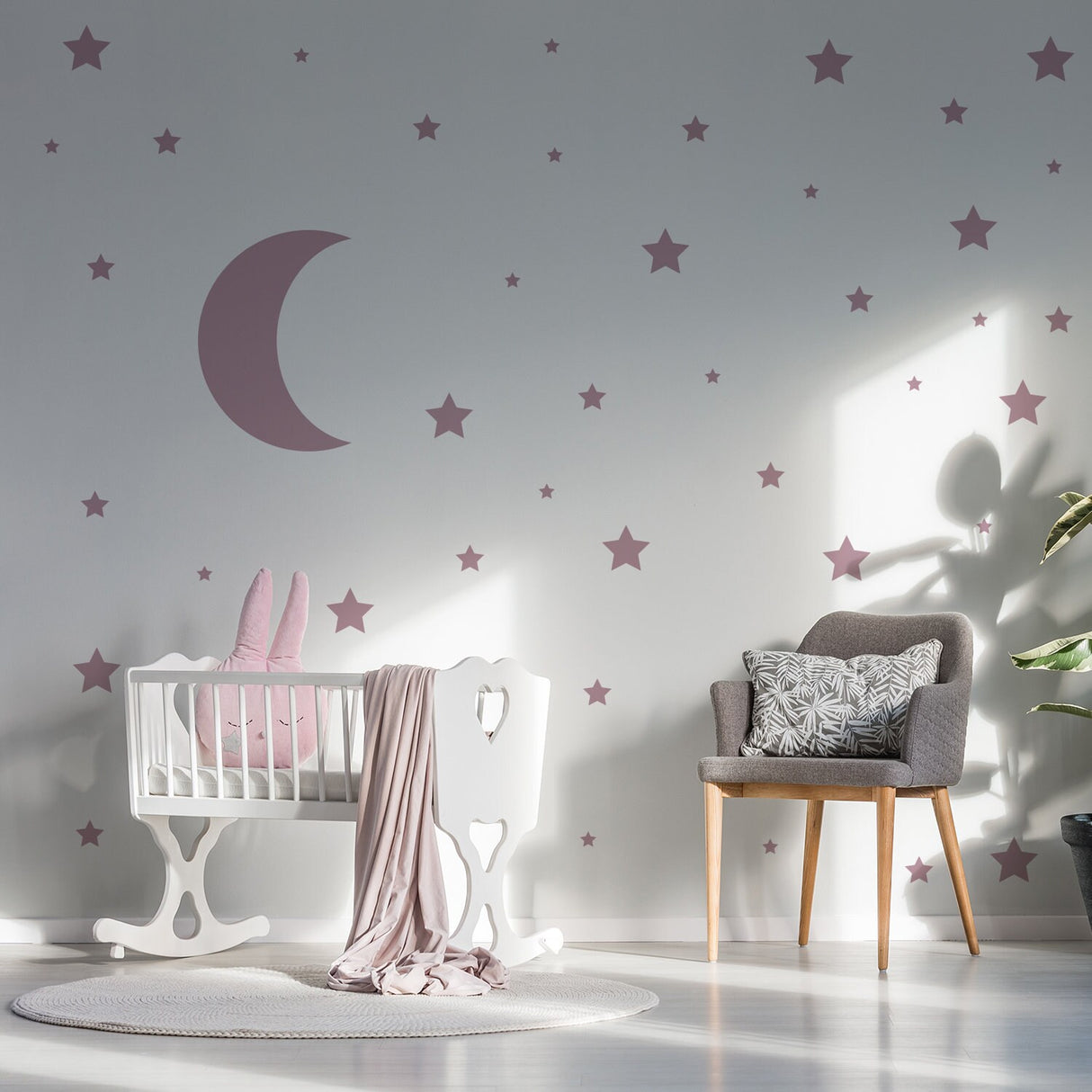 115x Star Wall Stickers - Baby Shower Moon Set Decorative Vinyl Decal