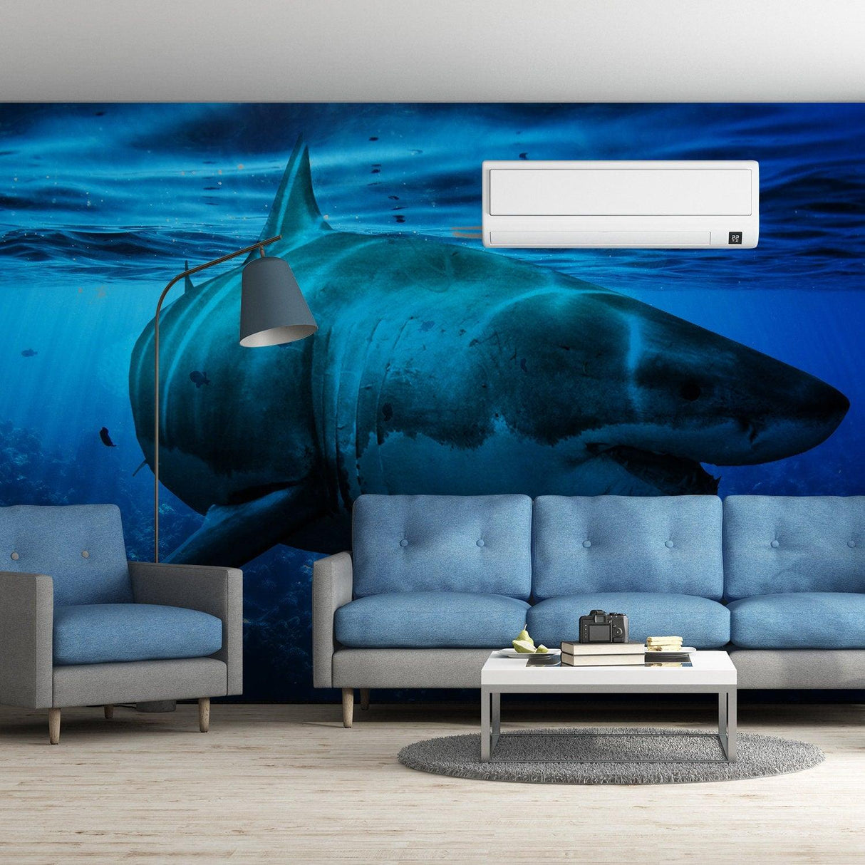 Ocean Shark Wallpaper Art Decal - Underwater 3d Decor Wall Paper Removable Sticker