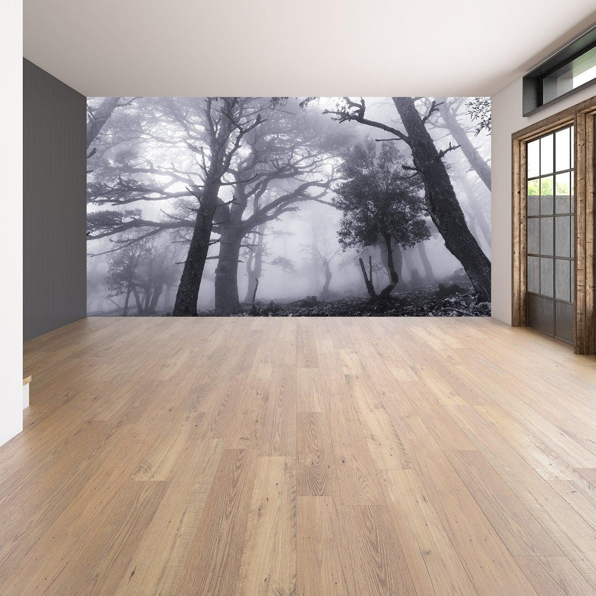 Foggy Forest Decal Wallpaper - Fog Tree Removable Wall Paper Sticker Mural Art