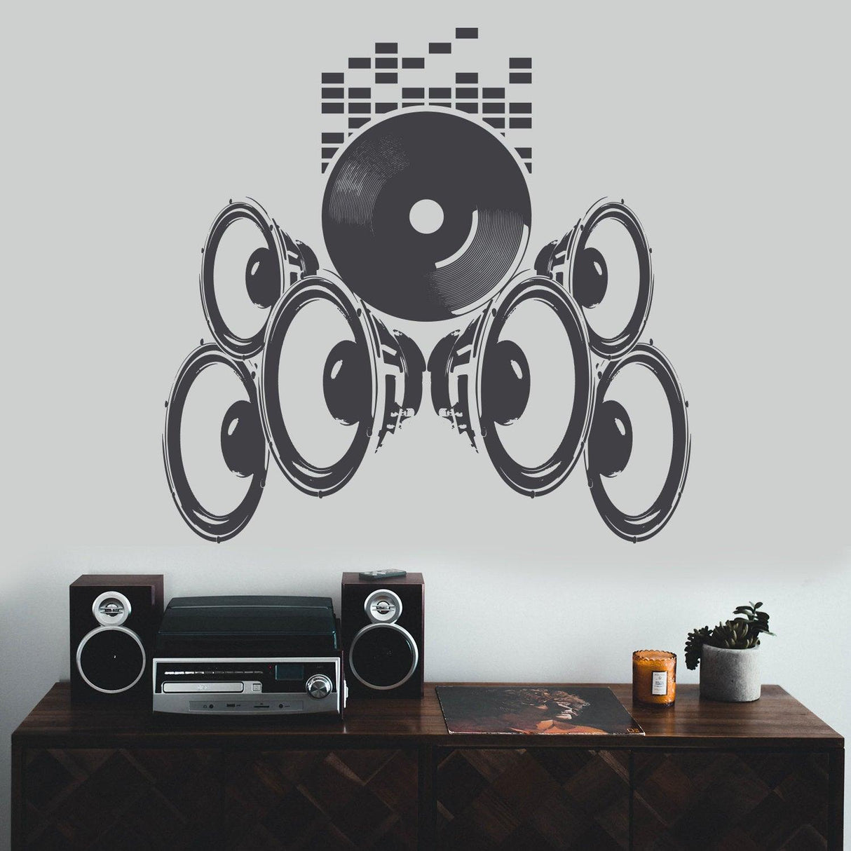 Music Speakers Wall Vinyl Sticker - Radio Art Waterproof Removable Loudspeaker Decal - Decords