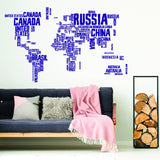 World Map Vinyl Wall Sticker - Country Name Word Kid Large Art Decor Decal