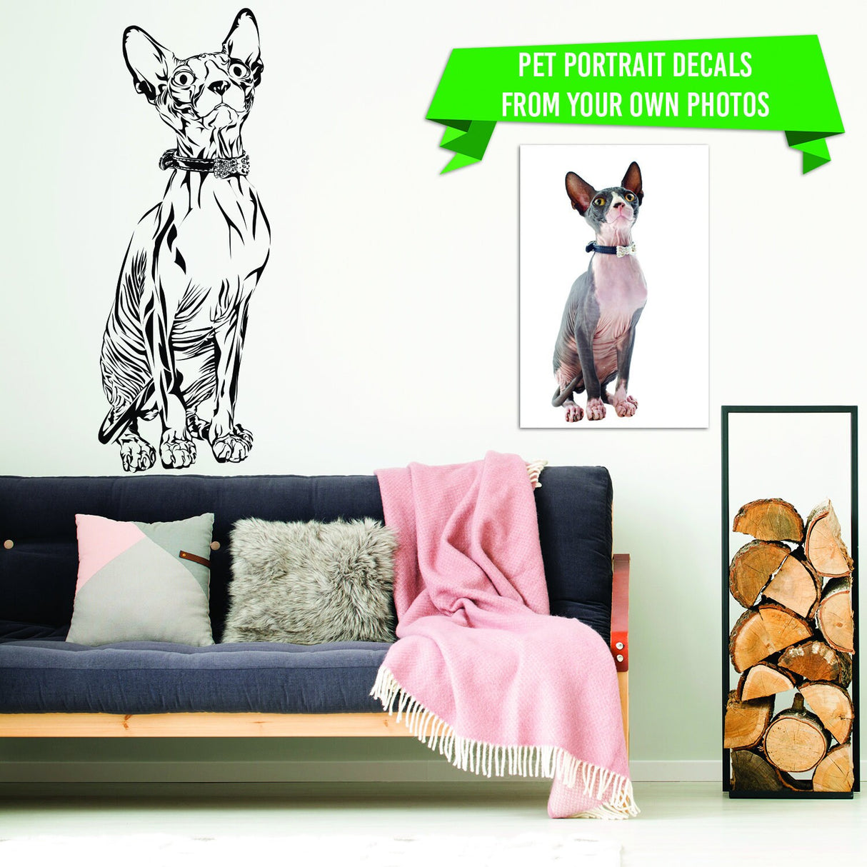Custom Wall Decal Of Your Pet - Personalized Cat Lover Portrait Vinyl Sticker Gift Idea