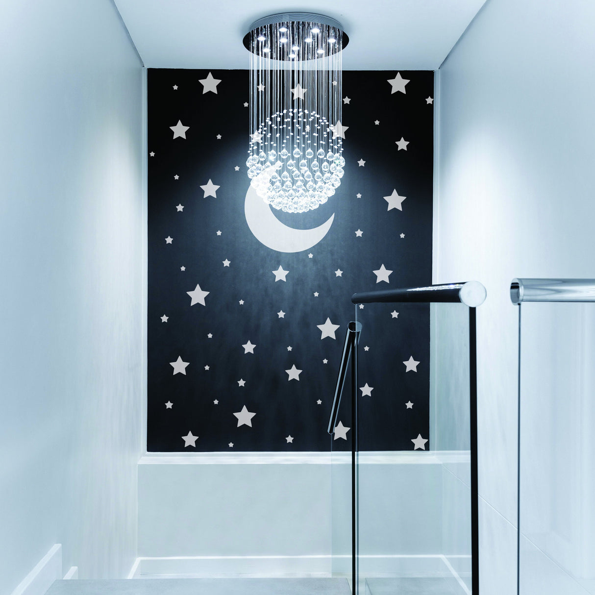 220x White Stars seinakleebised – Moon Decor vinüülkleebised poistele, tüdrukutele, beebide lasteaiale