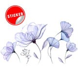 Floral Wall Vinyl Sticker Mural - 3d Blue Flowers Stick Peel Living Room Decor Decal - Decords