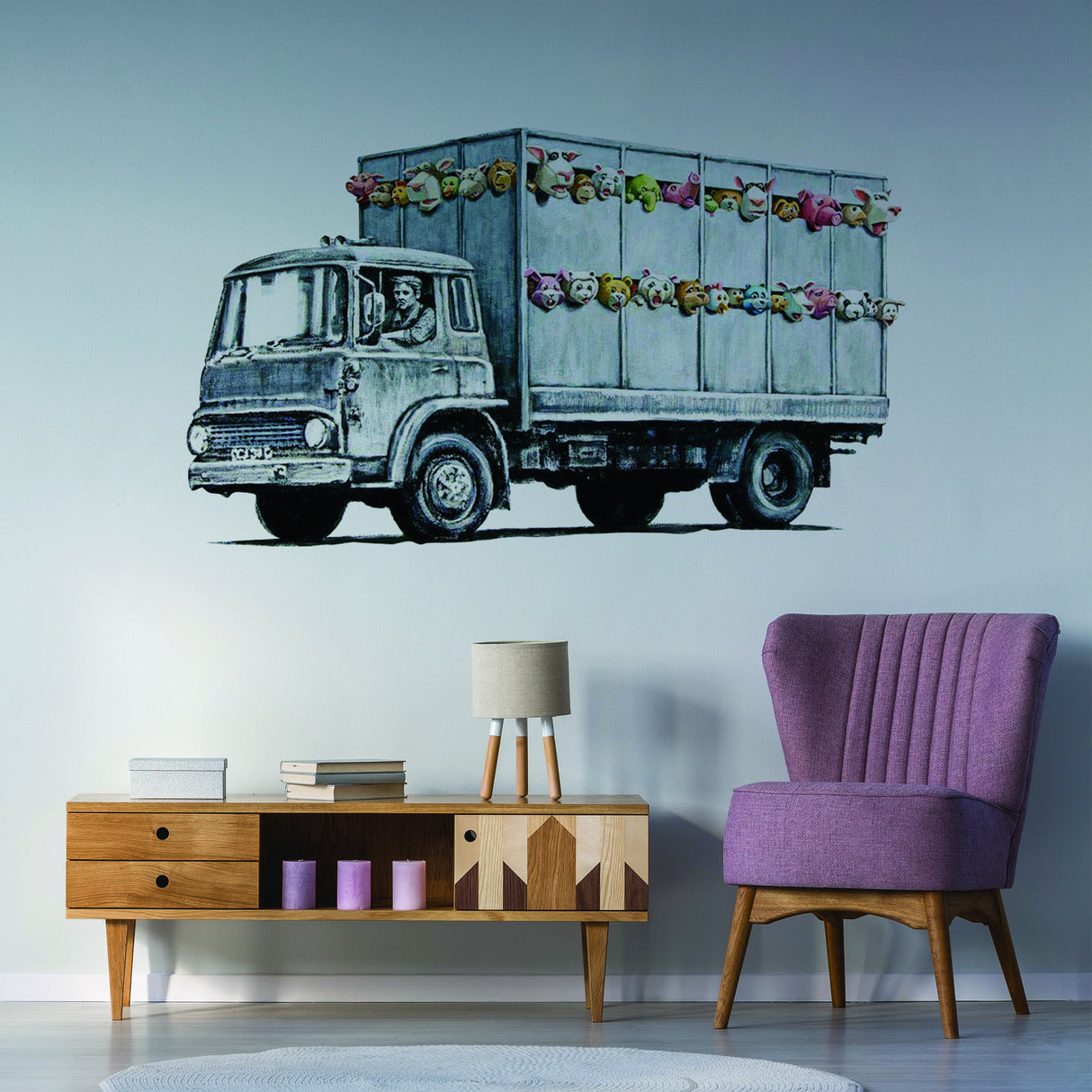 Banksy Animal Truck vinüülist seinakleebis – kunstlik kodukaunistus lahe ja esmaklassiline veekindel kleebis