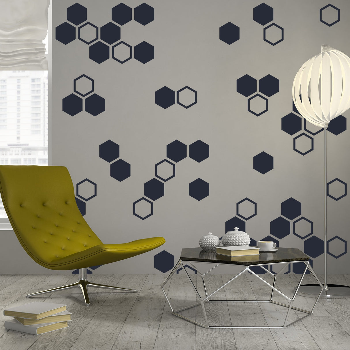50x Honeycomb Wall Decals Decor - Geometric Hexagon Sticker For Bedroom Living Room