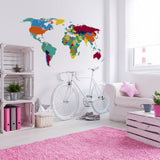 Large World Map Wall Decal - Sticker For Bedroom Playroom Boys Room Mural Decor