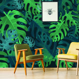 Leaves Wallpaper Tapestry Decor - Green Room Tropical Stick Peel Hanging