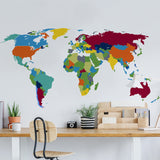 Large World Map Wall Decal - Sticker For Bedroom Playroom Boys Room Mural Decor