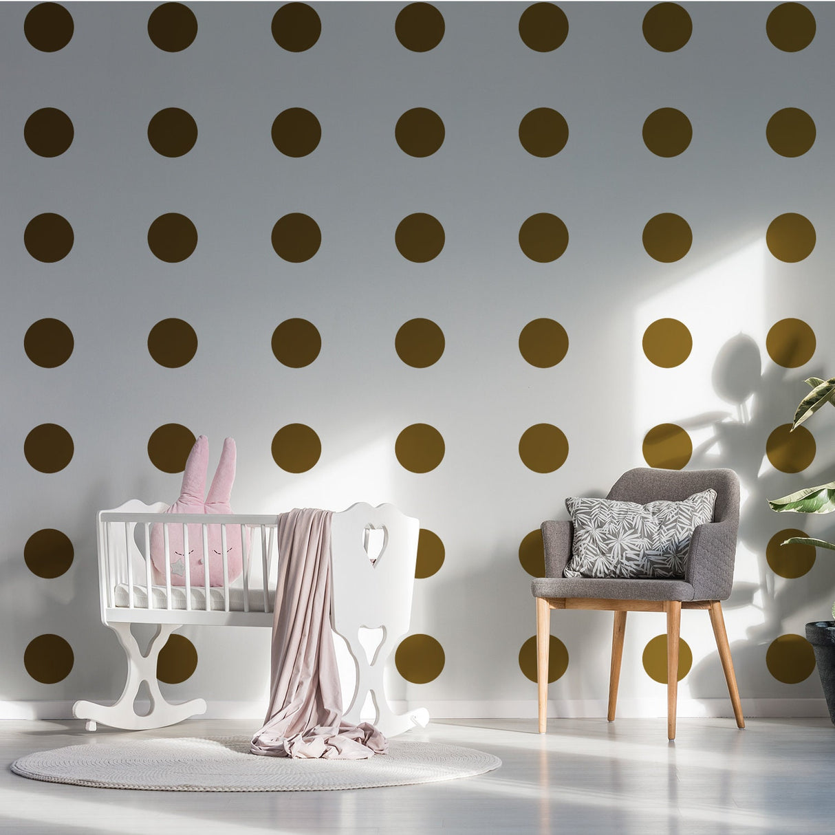 40x ringikujulised seinavinüülkleebised – kuldtäppidega kleebiste kleebis magamistuba, lastetoa, tüdrukute lasteaia sisekujundus