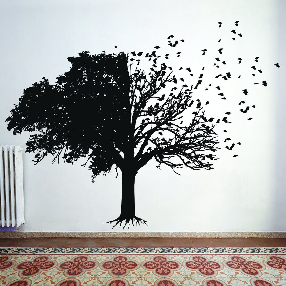 Puu seinakleebised – lindude lehtede oksad Magamistoa elutoa kleebised