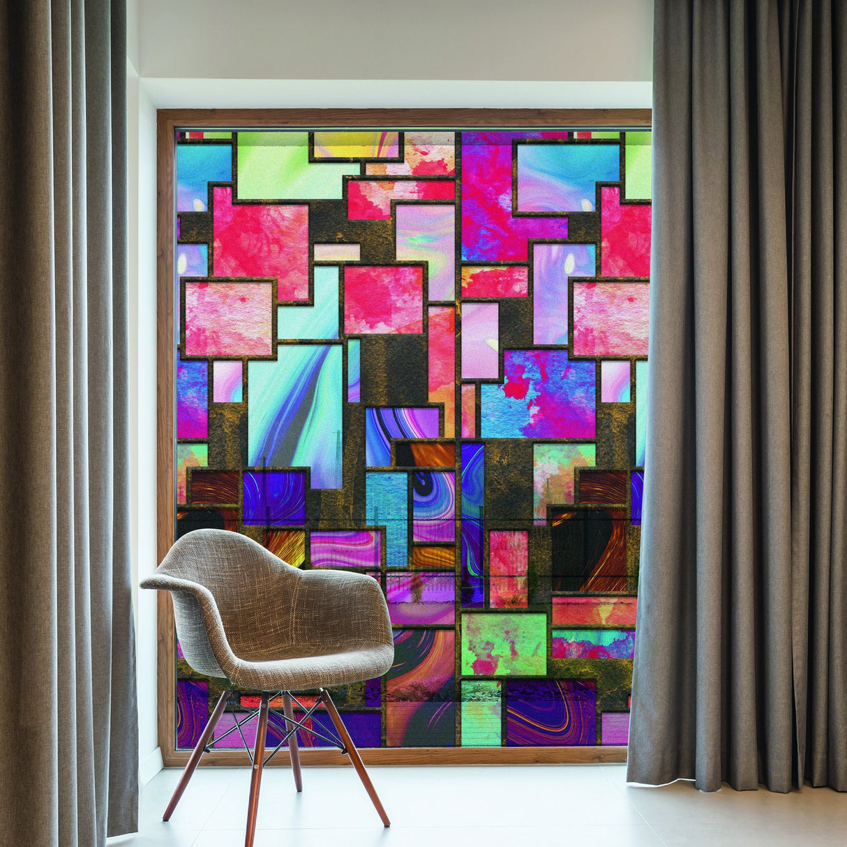Bricks Window Privaatsusklaaskile – jäätunud söövitatud dekoratiivkleebis ukse katmiseks