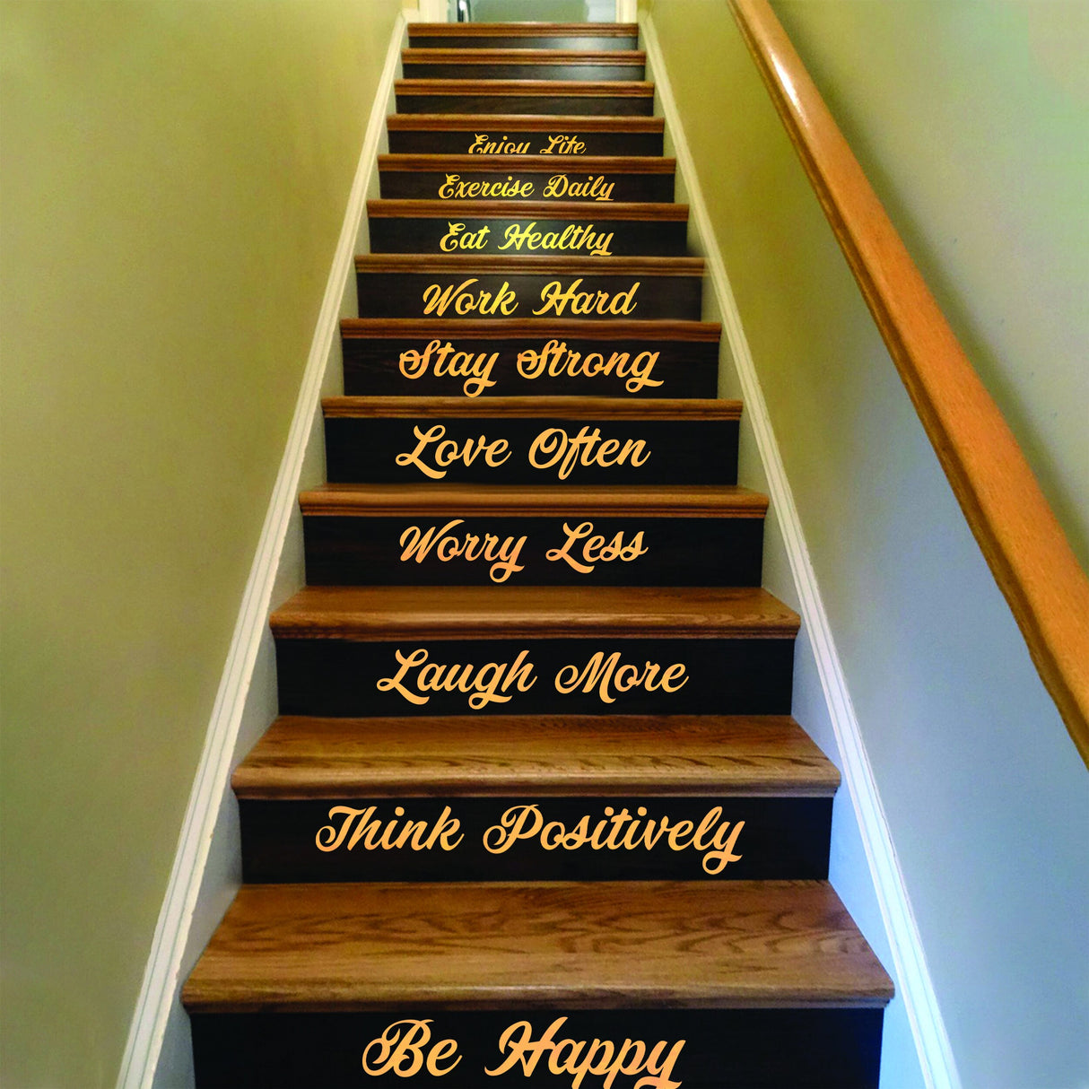Stair Riser Step Quotes Vinüülkleebised – Kunstkleebiste komplekt Trepiastmete jaoks Words Decor Decal