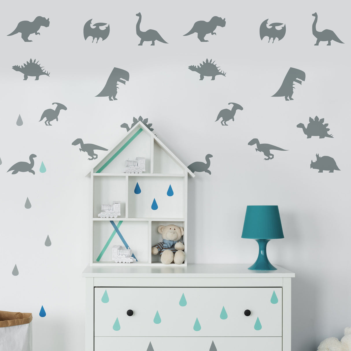 40x Dinosaur Silhouette Wall Decal - Dino Nursery Baby Room Art Vinyl Decor Decals