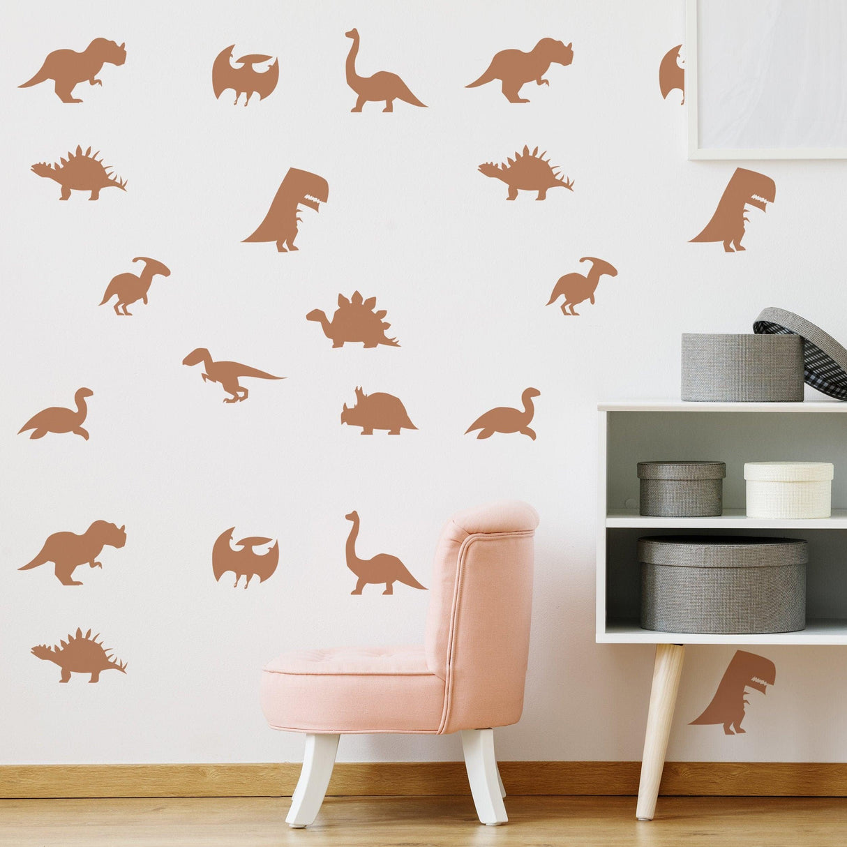 40x Dinosaur Silhouette Wall Decal - Dino Nursery Baby Room Art Vinyl Decor Decals