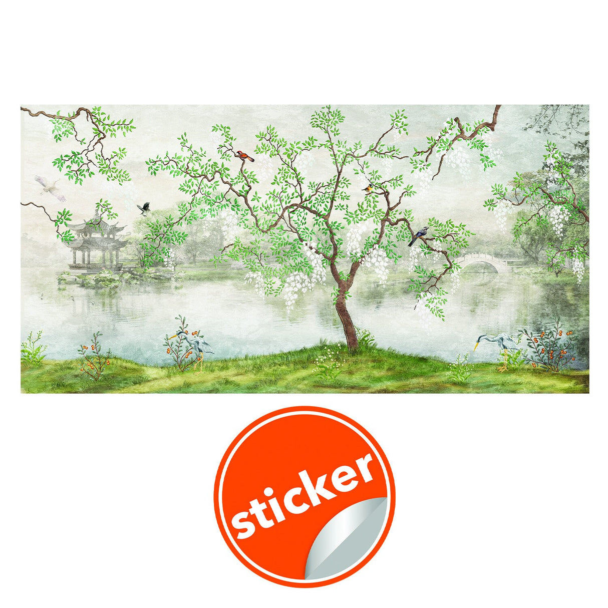 Toile Bedroom Chinoiserie Wallpaper Garden Vintage Sticker - Grey Adhesive Wall Paper Print Home Decor