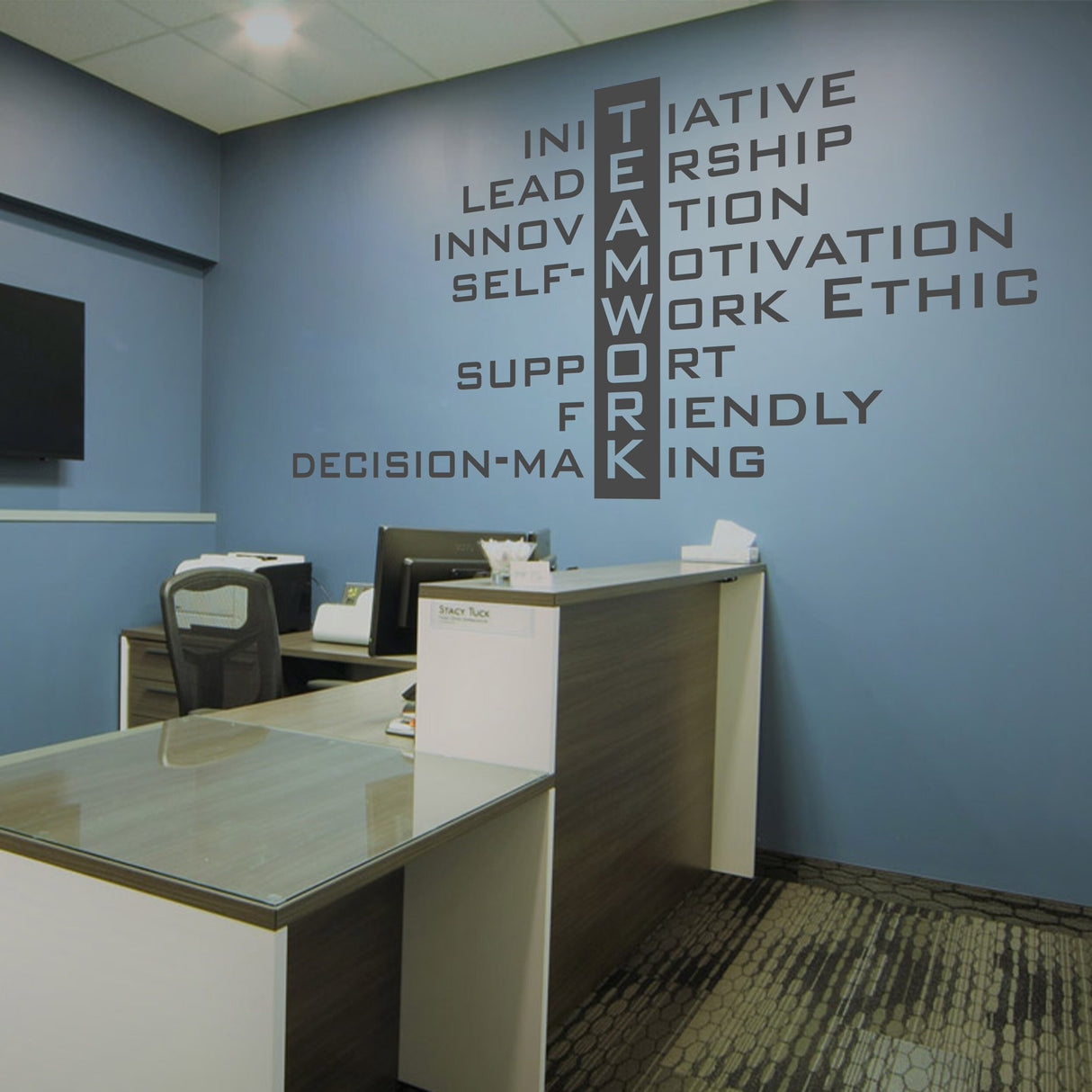 Teamwork Wall Office Sticker - Inspirational Dreamwork Makes Quotes Art Decals