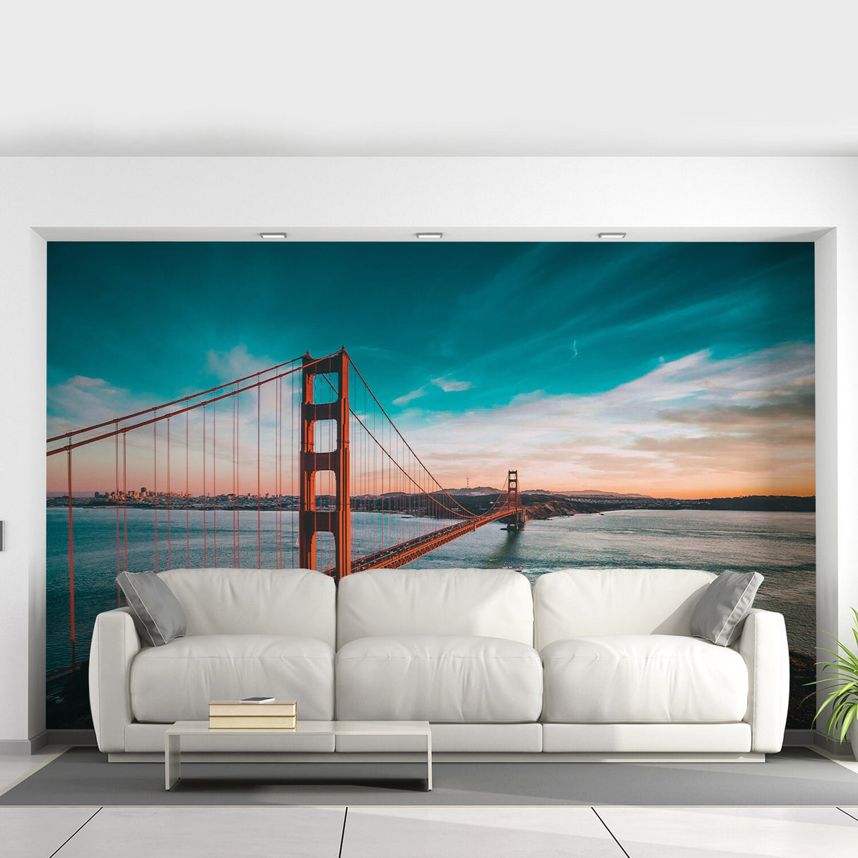 California Golden Gate Bridge Wallpaper Sticker - Wall Cover Art San Francisco Vinyl Print Room Decal
