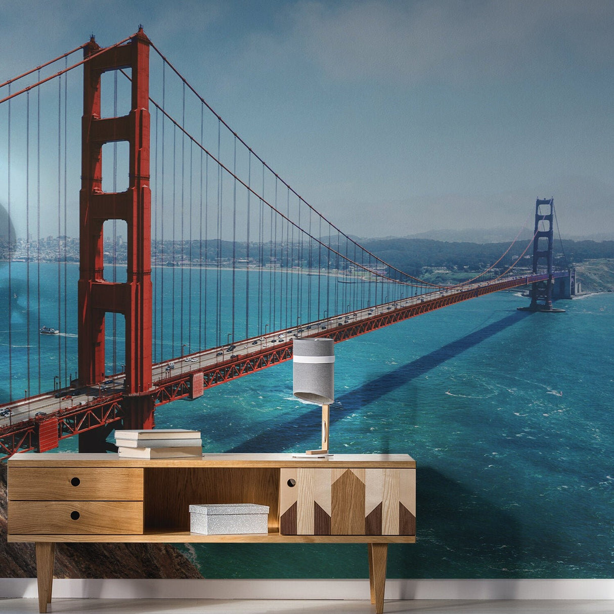 California Golden Gate'i silla tapeedikleebis – seinakatte kunst San Francisco vinüültrükiruumi kleebis