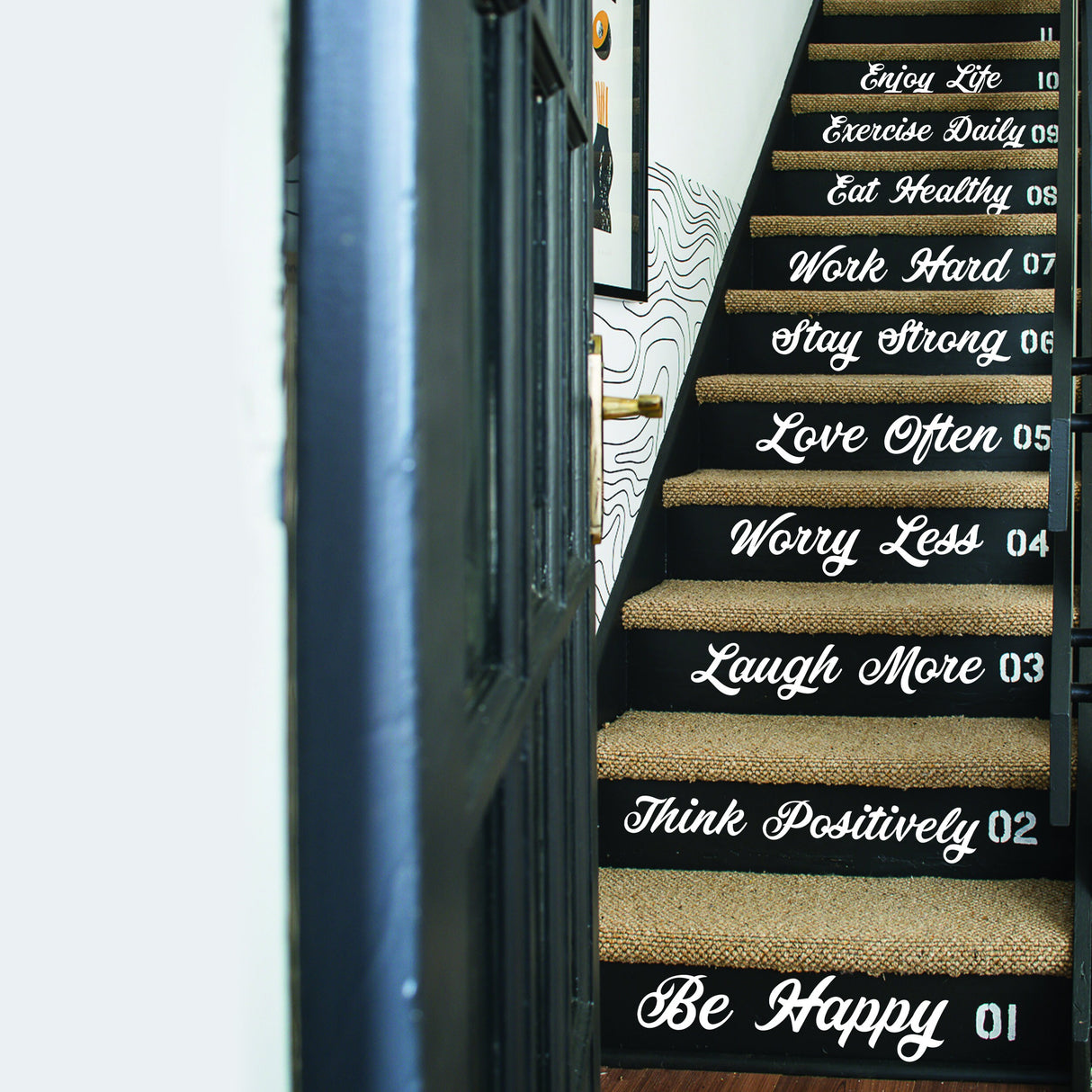 Stair Riser Step Quotes Vinüülkleebised – Kunstkleebiste komplekt Trepiastmete jaoks Words Decor Decal