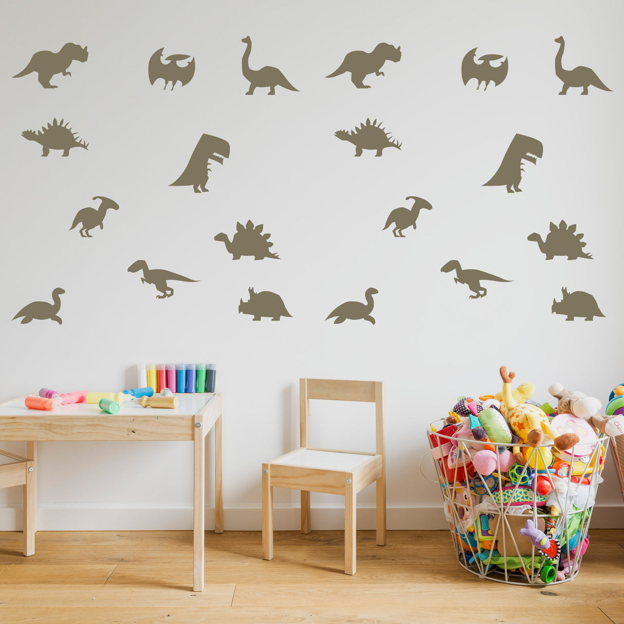40x Dinosaur Silhouette Wall Decal - Dino Nursery Baby Room Art Vinyl Decor Decals