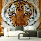 Tiger Wallpaper Stick And Peel Decal - 3d Orange Head Removable Wall Paper Sticker - Decords