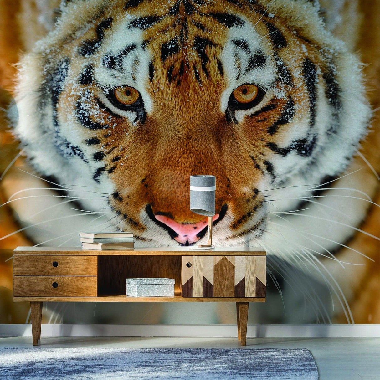 Tiger Wallpaper Stick And Peel Decal - 3d Orange Head Removable Wall Paper Sticker - Decords