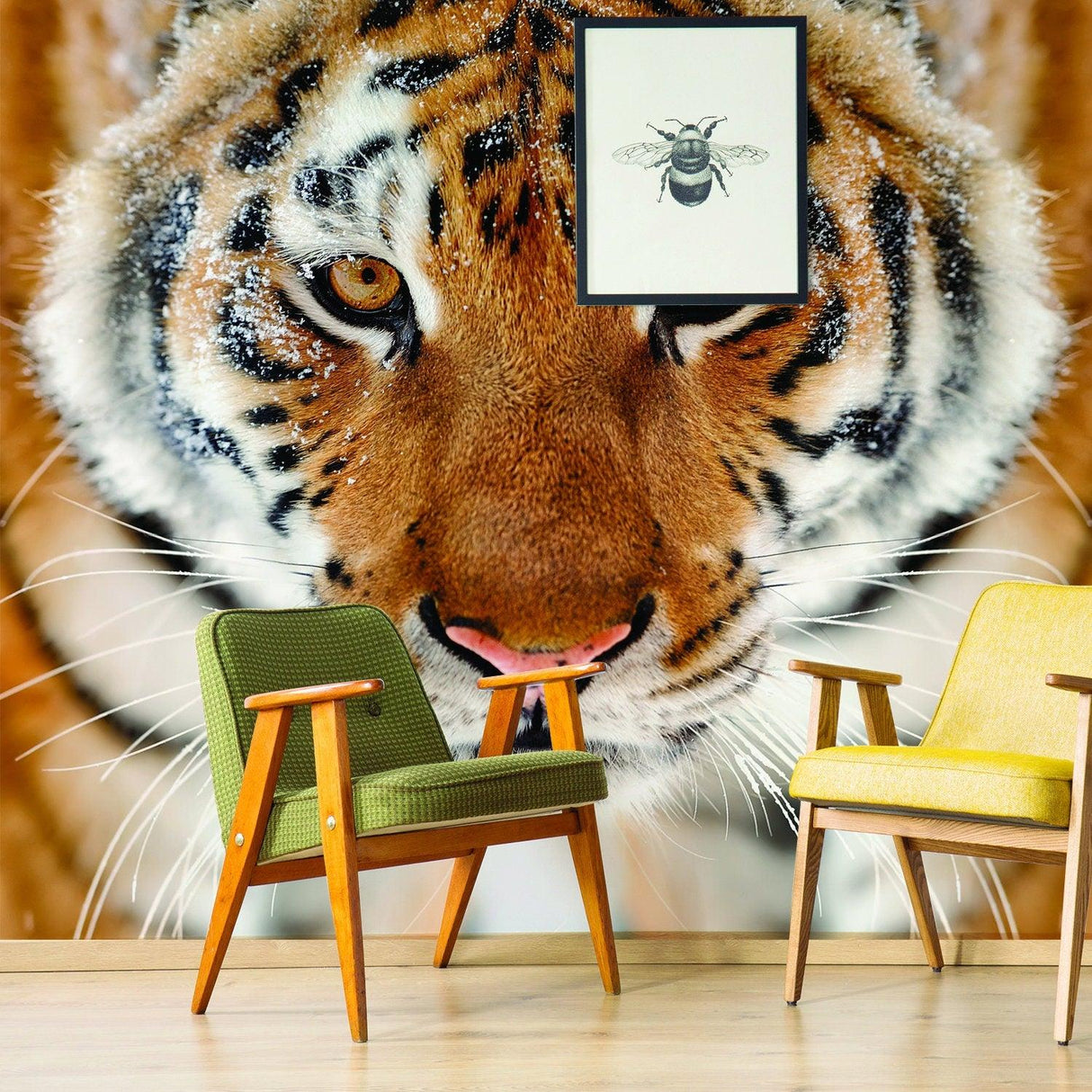 Tiger Wallpaper Stick And Peel Decal - 3d Orange Head Removable Wall Paper Sticker