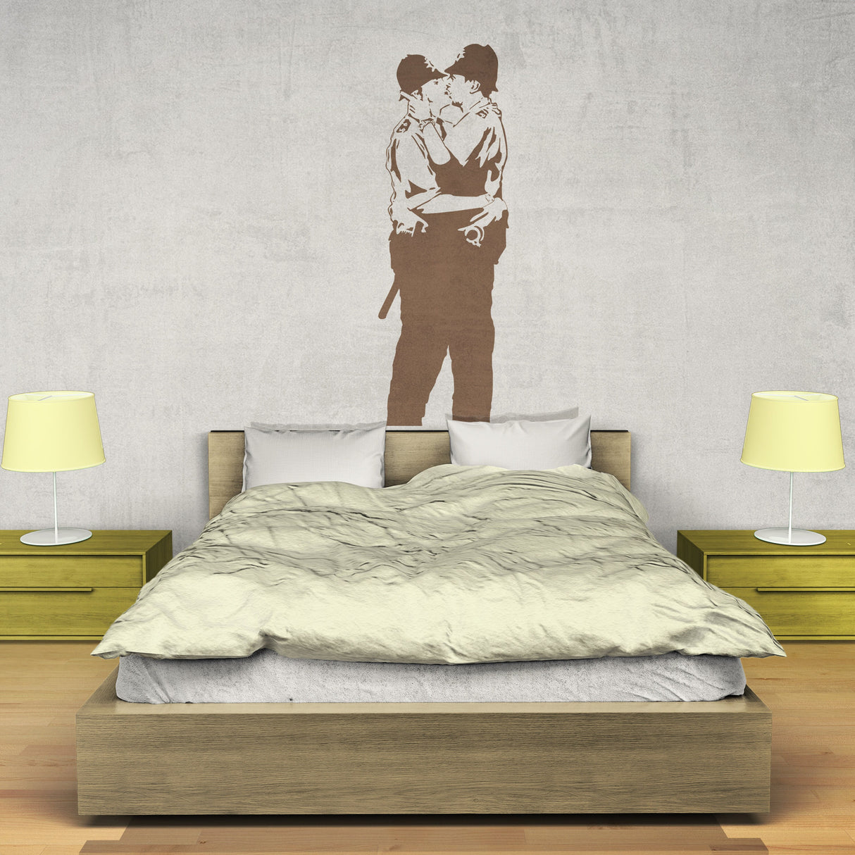 Banksy Police Kissing Wall Sticker - Street Art Peel and Stick Vinyl Decal