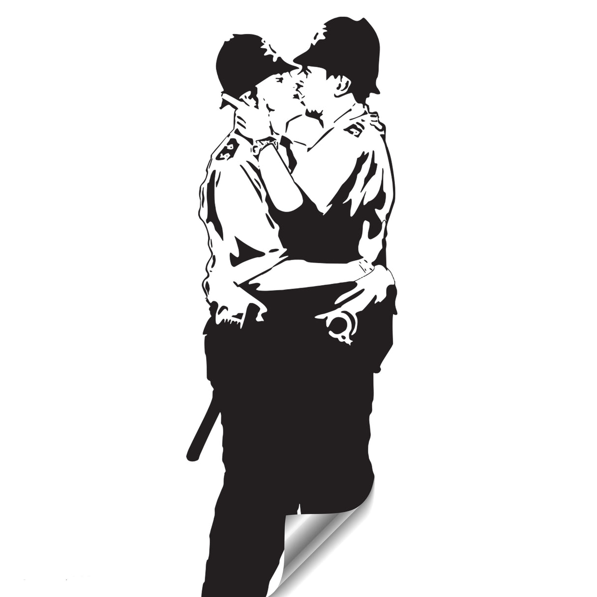 Banksy Police Kissing Wall Sticker - Street Art Peel and Stick Vinyl Decal