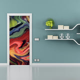 3D uksekatte kleebis – abstraktse taustapildiga esiukse seinamaaling