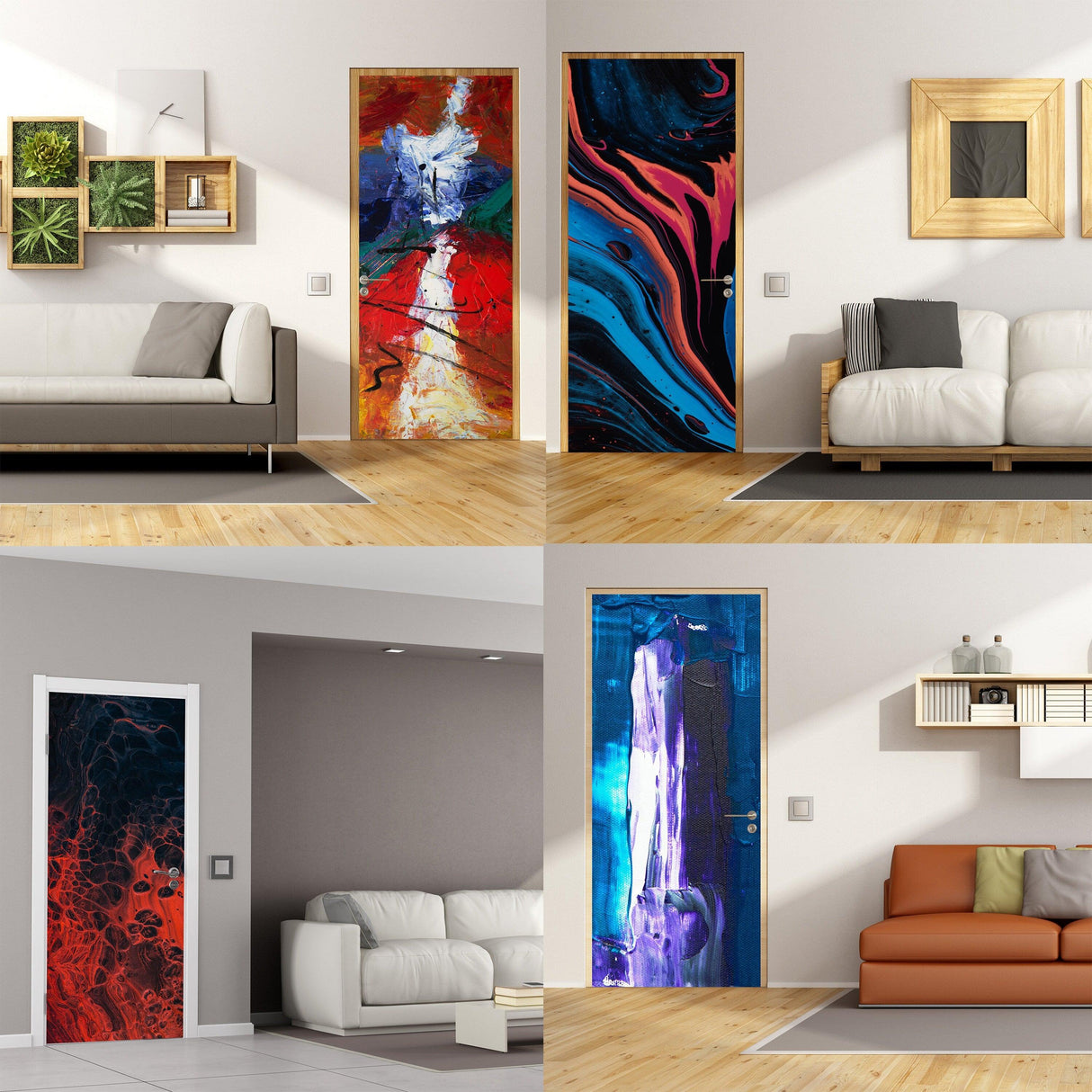 3d Door Cover Sticker - Abstract Wallpaper Front Door Mural Wall Decal