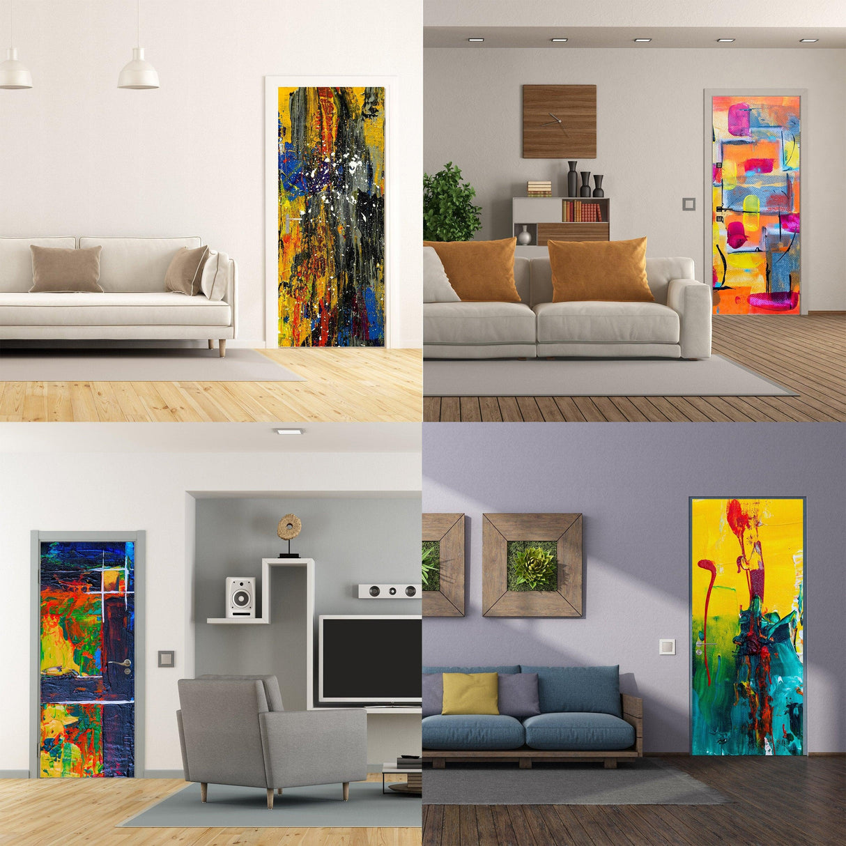 3d Door Cover Sticker - Abstract Wallpaper Front Door Mural Wall Decal