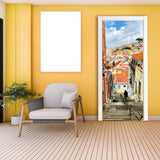 3d Door Cover Sticker - Street Wallpaper Front Door Mural Wall Decal