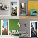 3d Door Cover Sticker - Street Wallpaper Front Door Mural Wall Decal