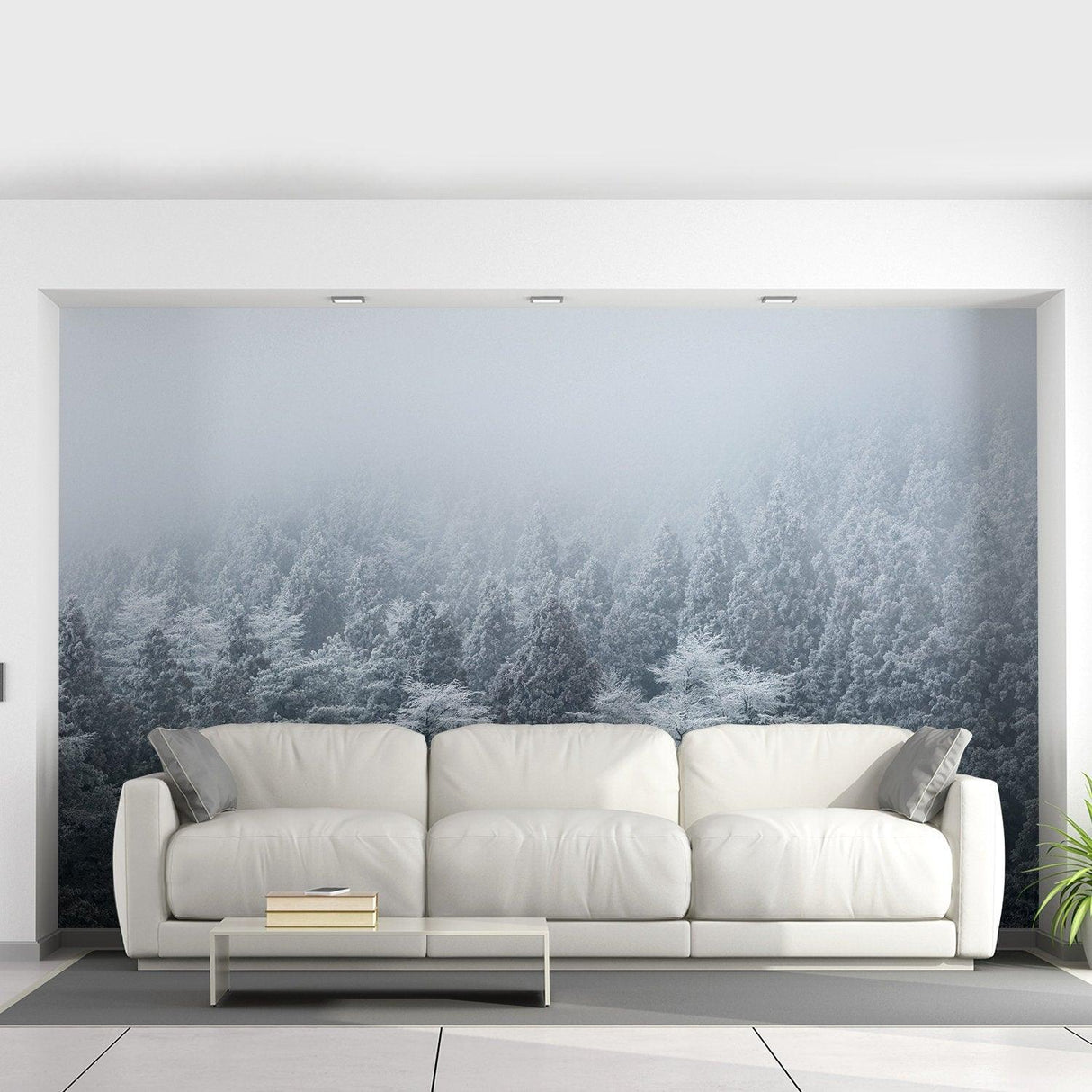 Foggy Forest Wallpaper Decal - Landscape Tree Wall Paper Mural Self Peel And Stick Sticker - Decords