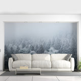 Foggy Forest Wallpaper Decal - Landscape Tree Wall Paper Mural Self Peel And Stick Sticker