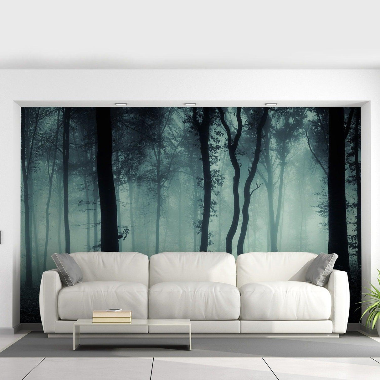 Foggy Forest Wallpaper Decal - Landscape Tree Wall Paper Mural Self Peel And Stick Sticker