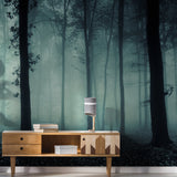 Foggy Forest Wallpaper Decal - Landscape Tree Wall Paper Mural Self Peel And Stick Sticker