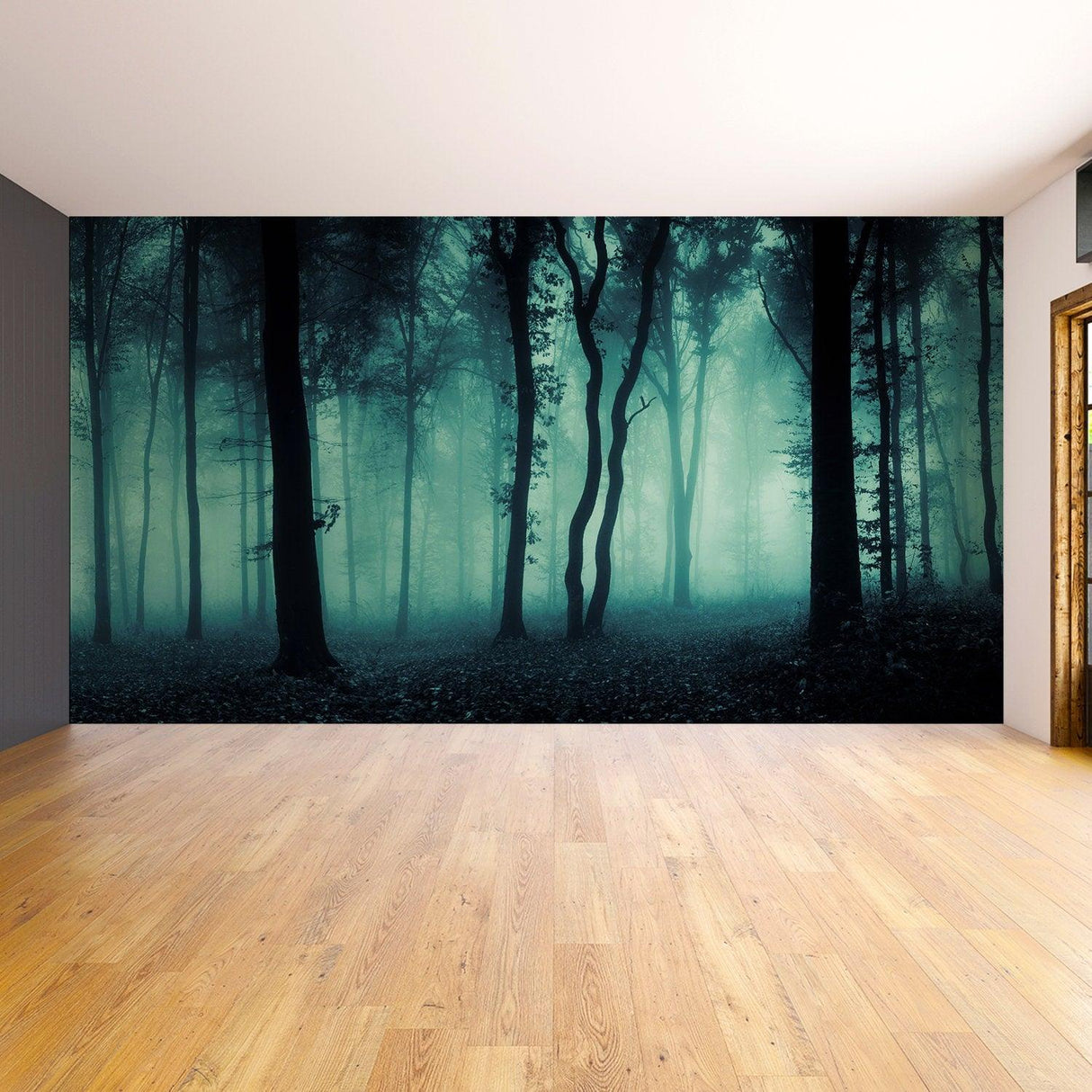 Foggy Forest Wallpaper Decal - Landscape Tree Wall Paper Mural Self Peel And Stick Sticker - Decords